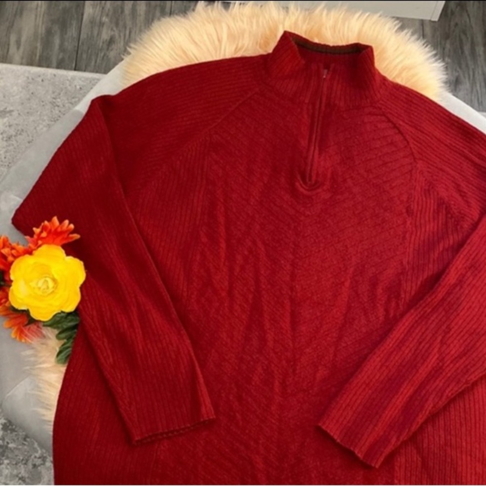 Men’s Claiborne Zipper Neck Burgundy Sweater Sz XL